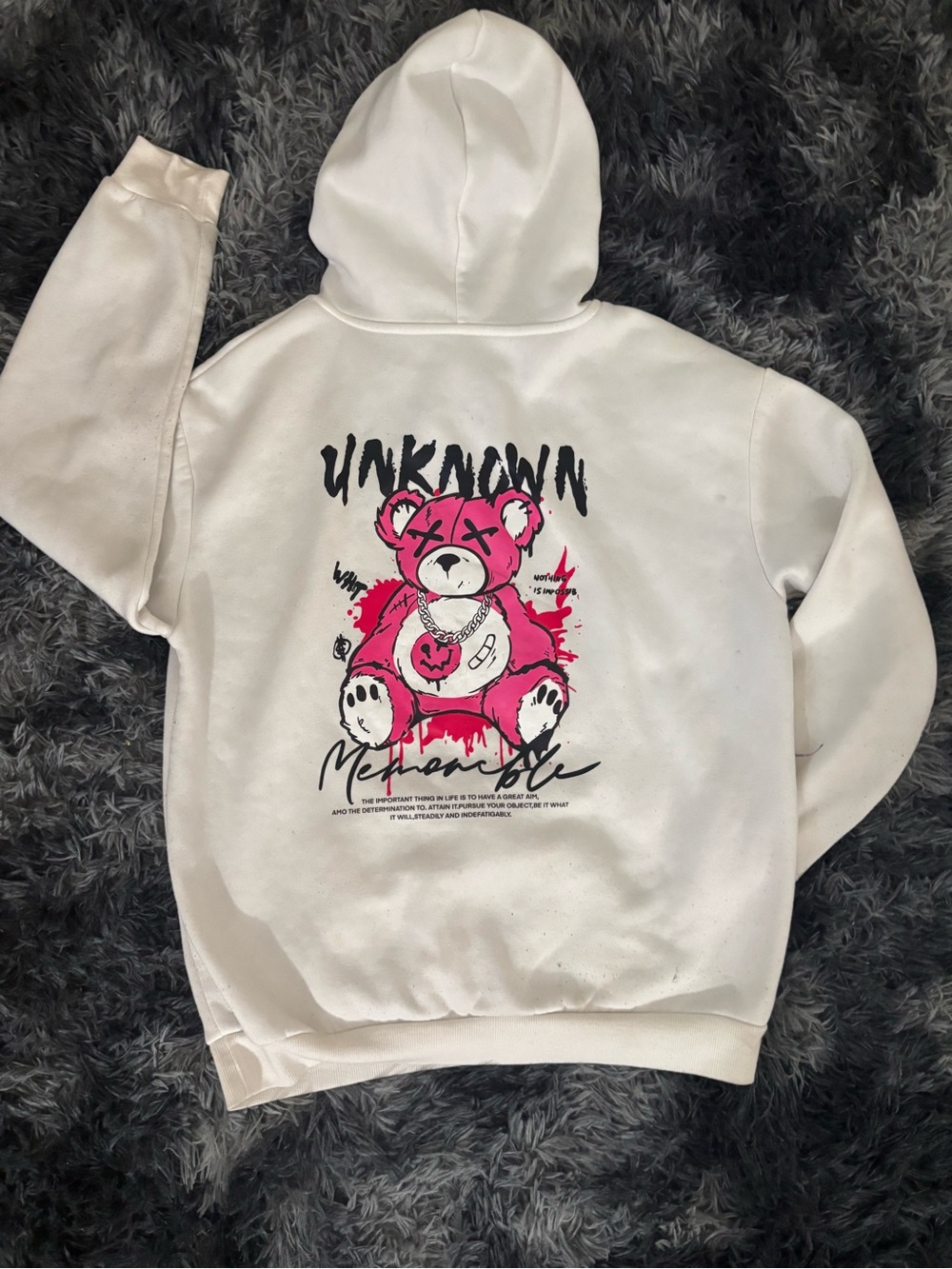 Rue21 White Hoodie with Pink Bear Graphic